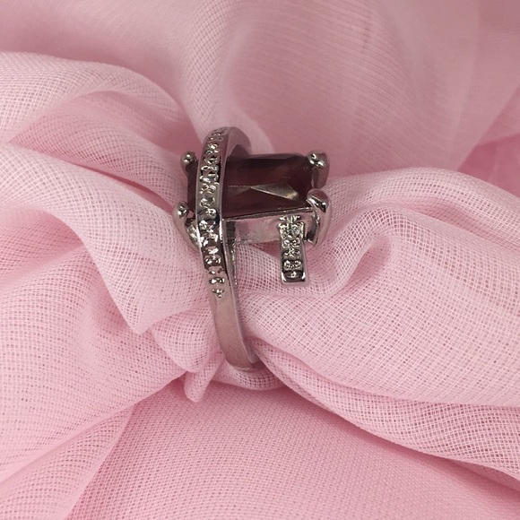 Prince Cut Purple Sapphire Gold Tone Ring - Picture 3 of 3